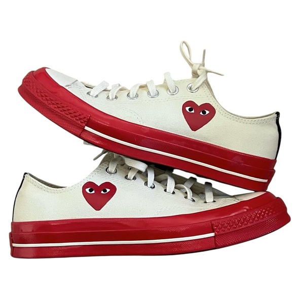 Comme des Garcons Play x Converse Red Sole Low Top Off White Sneakers US 8 - Picture 1 of 10